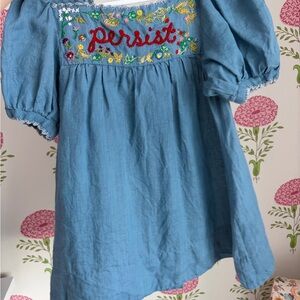 Doen Blue Embroidered Kids Dress